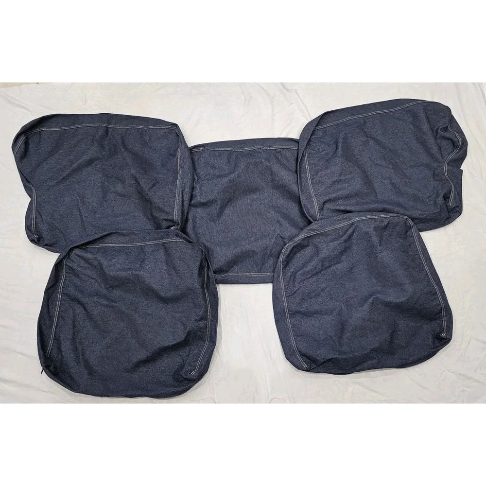 IKEA EKTORP Sofa Cover Jonsboda Blue *5 Pieces* Denim Yellow Stitching Some Fade